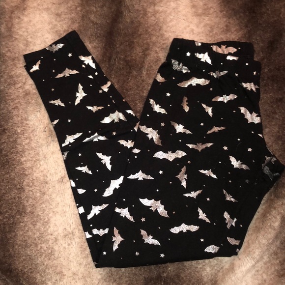 Pants - Black and holographic bat leggings